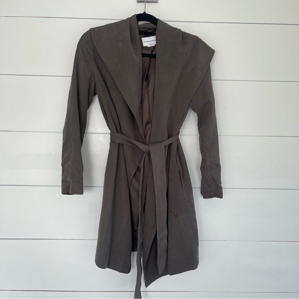 Club Monaco Olive Belted Trench Coat - Picture 3 of 7
